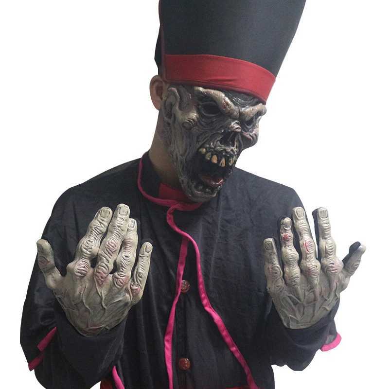 Adult Scary Dead Demon Halloween Fancy Dress Up Black Zombie High Priest Costume for Men L250918