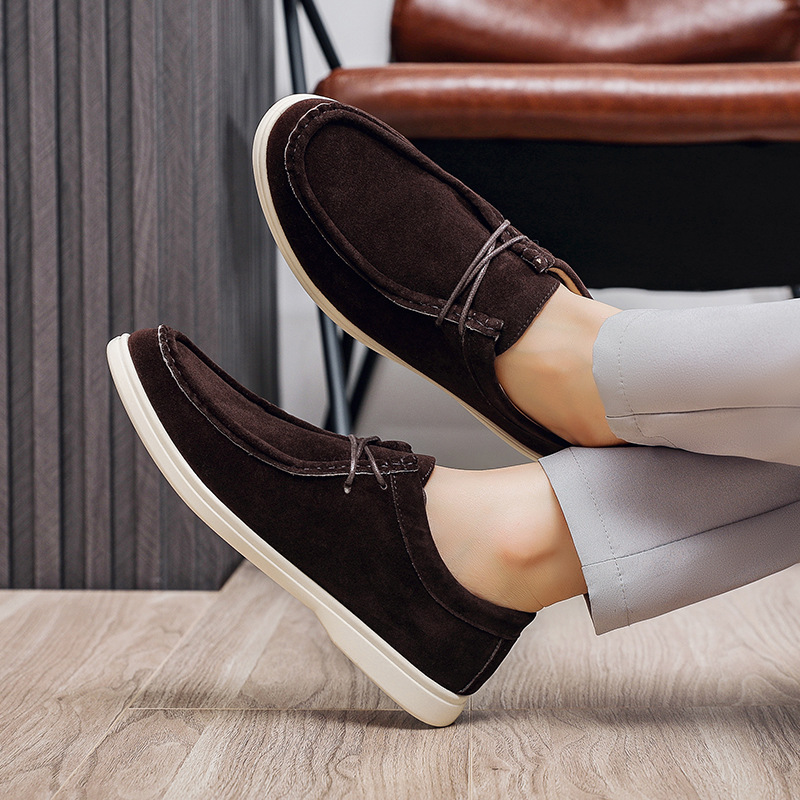 Best-selling men's casual low-cut shoes, one-step lazy shoes, fashionable flat lace-up, large size, versatile and classic free shipping