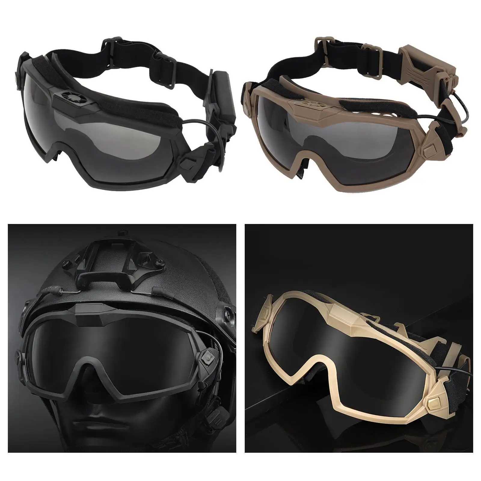 AntiImpact Goggles with Fan Tactical Safety Goggles AntiFog UV400 Glasses Eyewear with 2 Lens for Riding Shooting Hunting J250919
