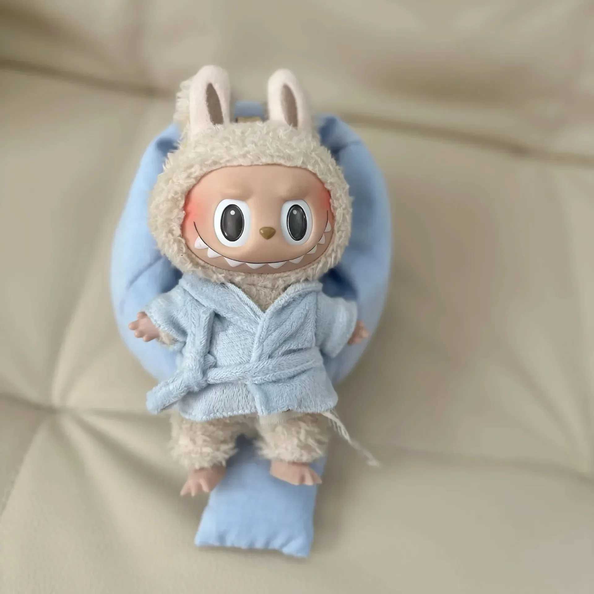 For Labubu clothes 1517cm Mini Pajamas with Eye Mask Threepiece Kawaii V1V2V3 Labubu Clothes Cute Idol Accessories Kids Gifts C250919