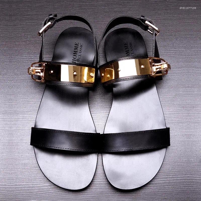 Luxury Shoes Sandals British Retro Spring Summer Leather For Men Men's Sandal Slippers Man High Quality Genuine Leather