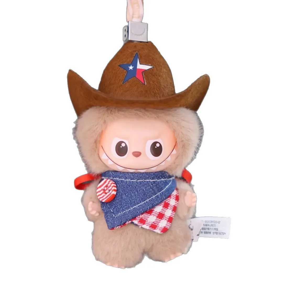 Ropa Labubu Cowboy Set Hat Bib For 105cm Labubu 40 The Monsters Pin for Love Series Doll Clothes Outfit Accessories C250919