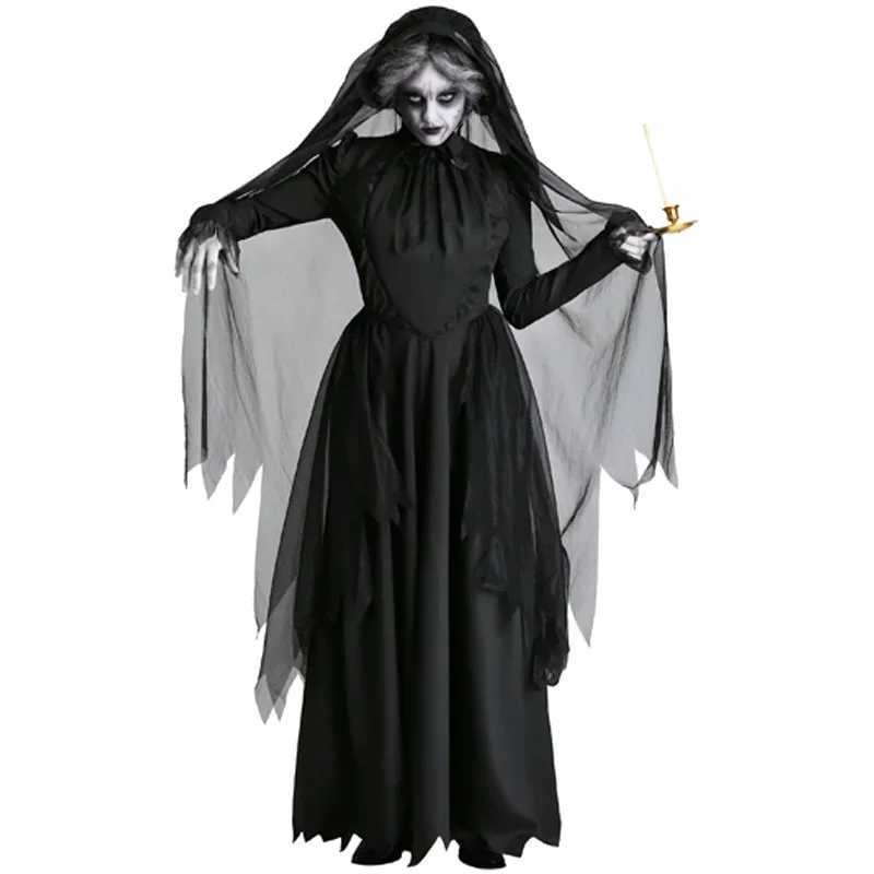 Horror Cosplay Witch Women Scary Zombie Vampire Halloween Carnival Costume Spooky Ghost Medieval Hooded Cape Day of The Dead L250918