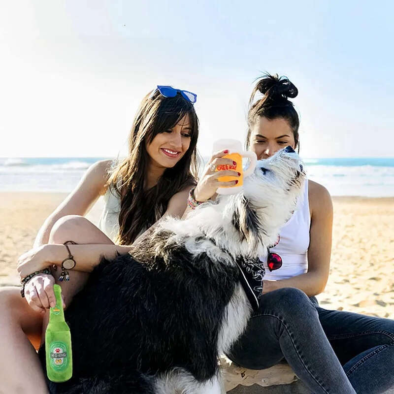 2025 new Squeaky Wine Bottle Dog Toy Plush Puppy Teething Funny Cool Stuffed Dogs Toys