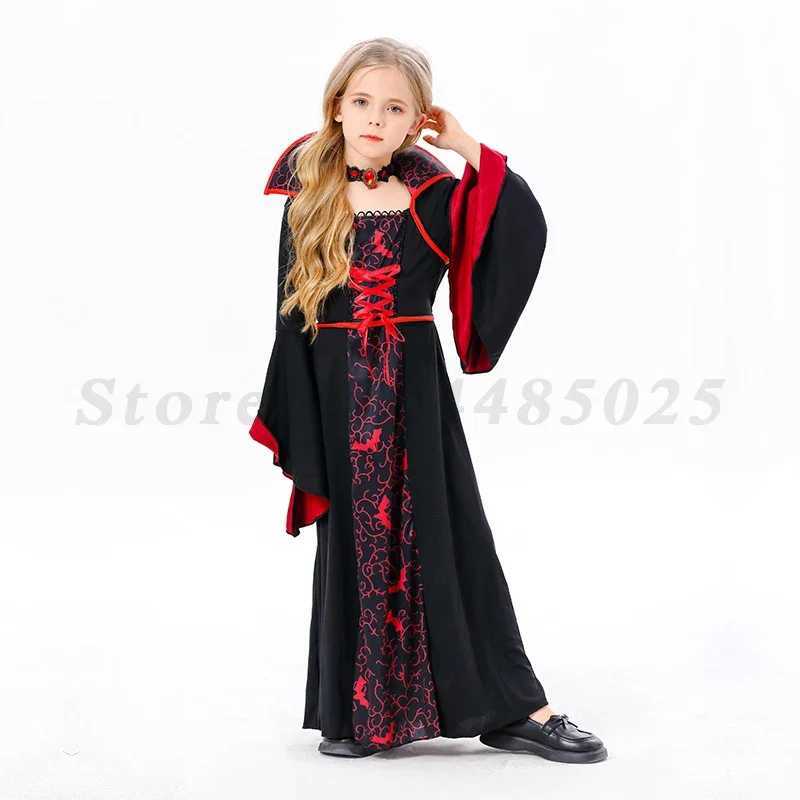 Child Girls Vintage Fancy Dress Gothic Retro Role Play Clothes Medieval Vampires Witch Cosplay Costume Halloween Party Dresses L250918