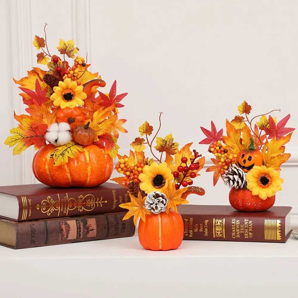 Fall Home Decor Artificial Ornament Maple Leaf Autumn Harvest Halloween Decorations Pumpkin C250919
