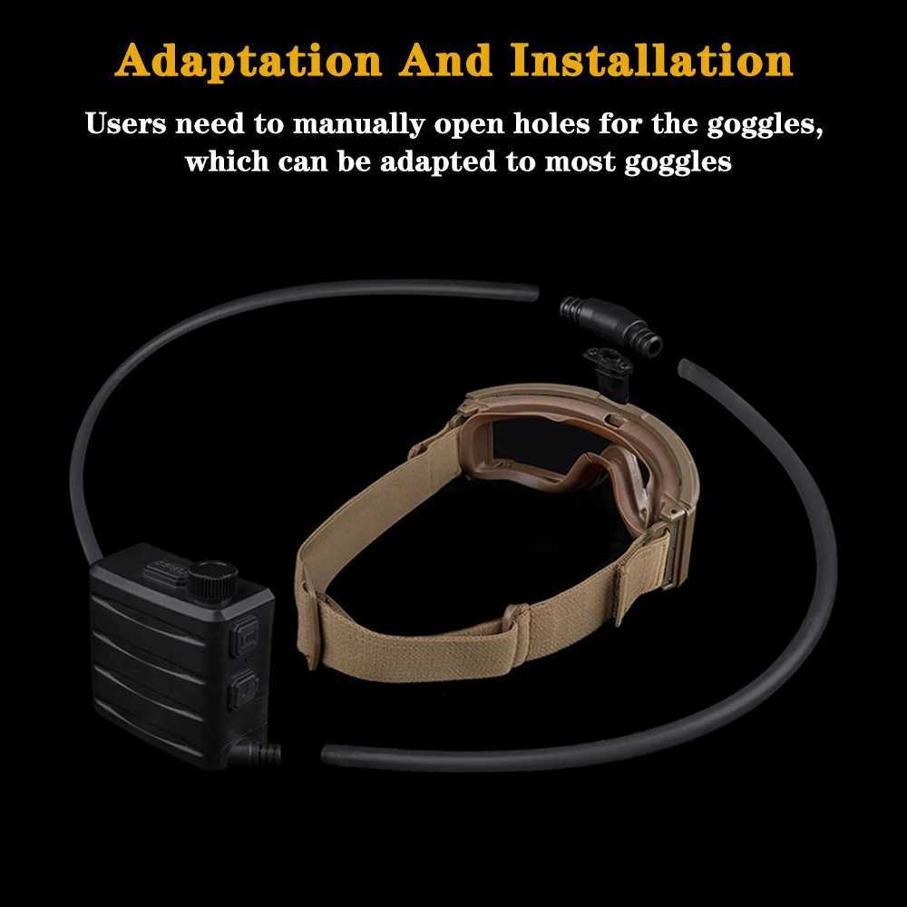 Tactical Goggles Fan Defogger AntiFog Kit Eyewear Air Defog for Airsoft Shooting Motocross Skiing Mountaineering Clear Vision J2509191