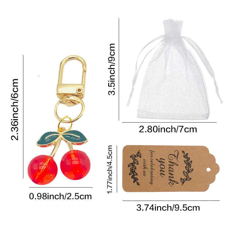 3D Alloy Cherry Red Oil Drop Accessories DIY Pendant Keychain Jewelry Hanging Material