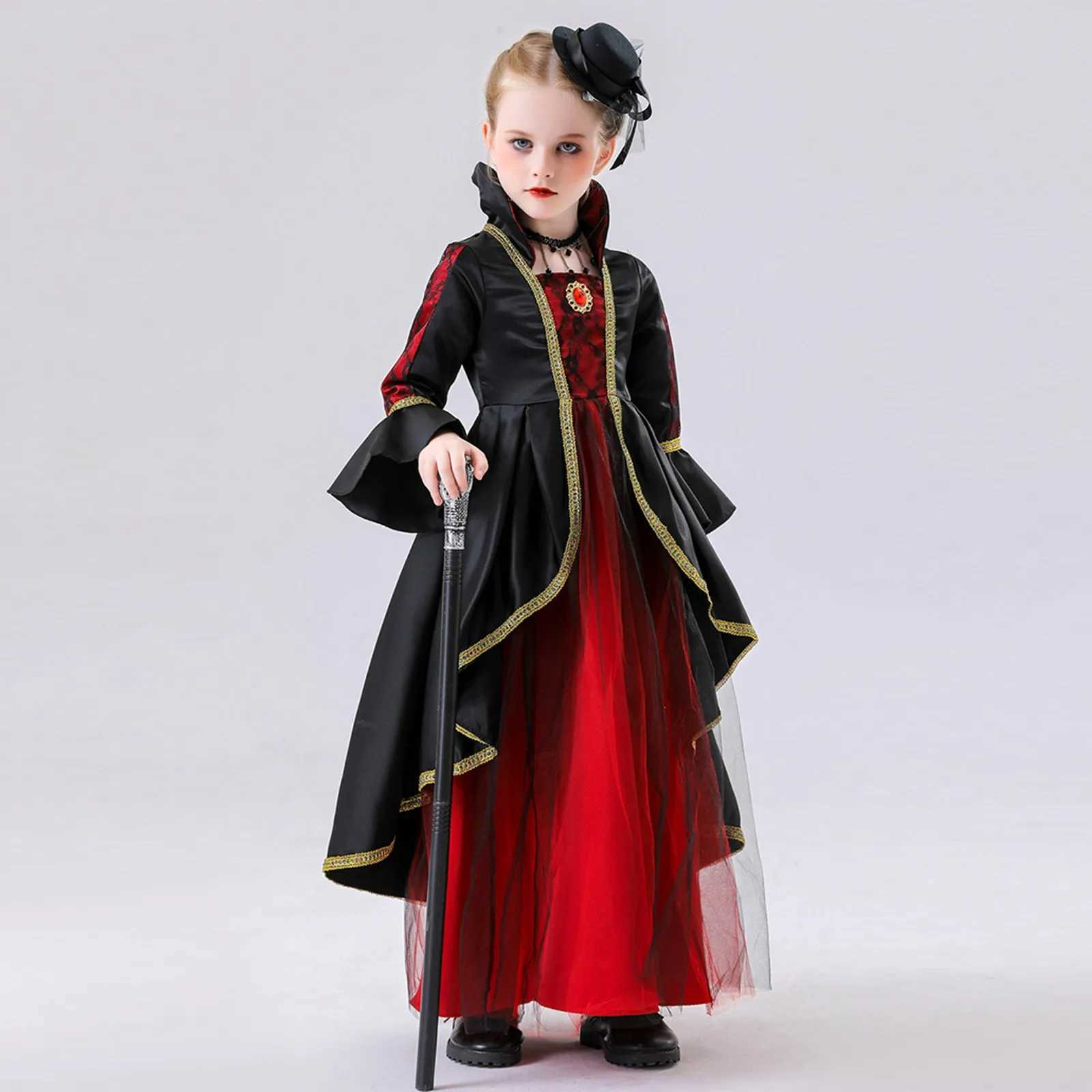 Vampire Dress For Girls Kids Halloween Cosplay Elegant Costume Party Dress Childrens Witch Fancy Dress Magic Witch Costume L250918