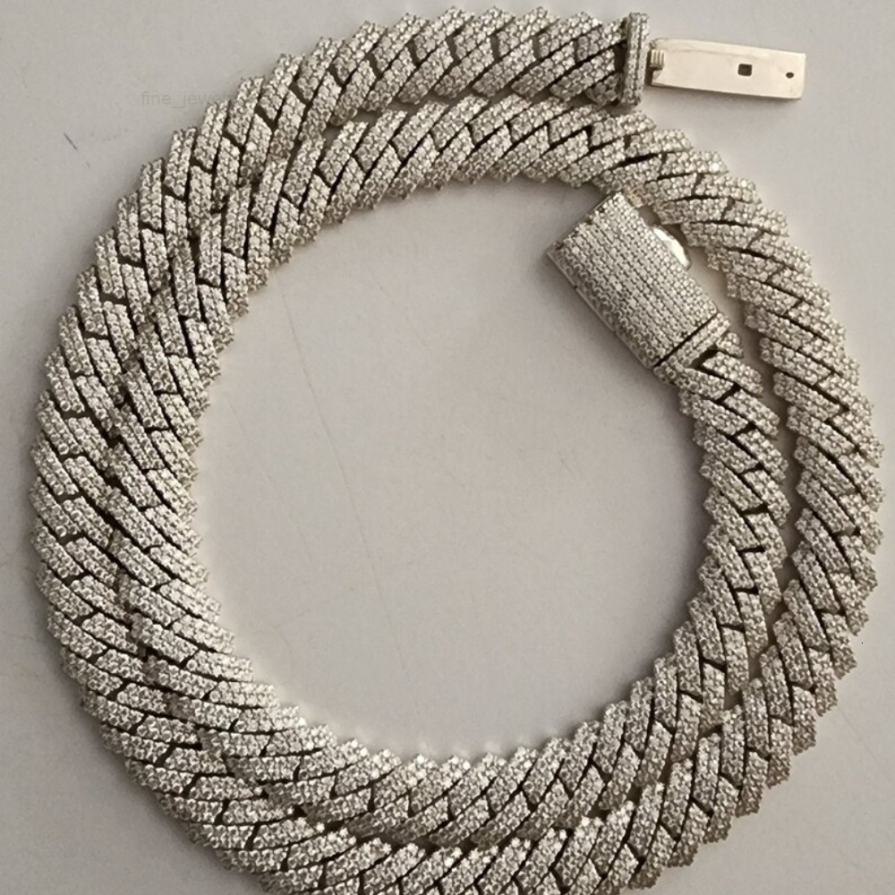 10mm Customized Trendizable Iced Out Moissanite Diamond Cuban Link Chain 925 Sterling Silver Hiphop Moissanite Cuban Chain
