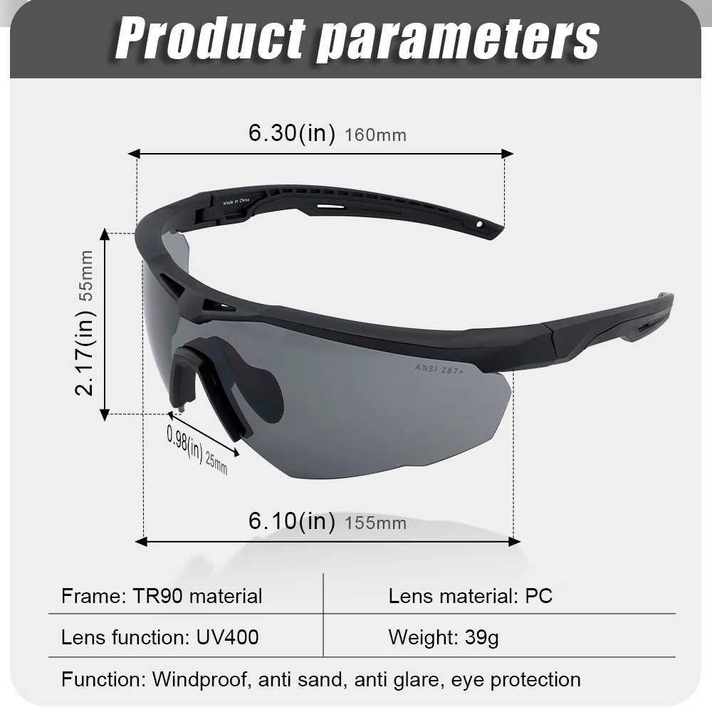New 3 Lens Tactical Shooting Glasses Outdoor Sports Windproof Dustproof Safety Military Goggles J250919
