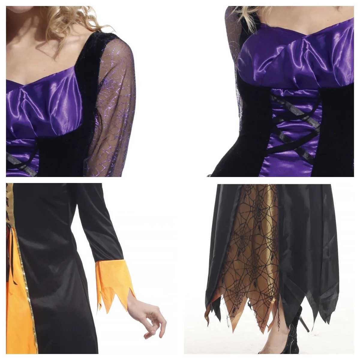 Adult womens witch COS costume Halloween cosplay costume sexy dark witch dress retro set L250918