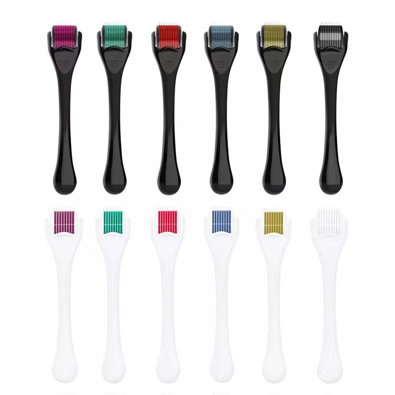 Derma Roller Microneedle Kit 540 Stainless Steel Needles Black Face Beard Roller for Home Use 0.5mm 0.75mm