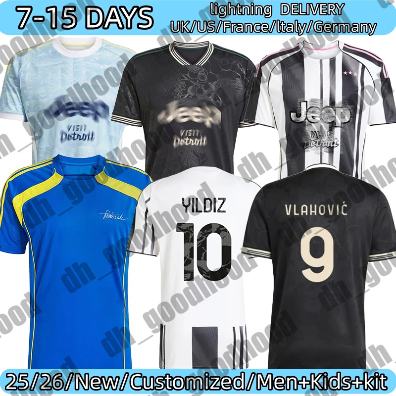 New Juve 25 26 Soccer Jerseys Fans Player Home Away DOUGLAS LUIZ DI GREGORIO Gatti F.CONCEICO Yildiz Thuram Kalulu Jerseys 2025 Football Shirt Men Kids kit Kits Unifor