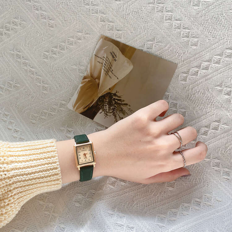 Square Watch for Women, Thin Strap, Compact and Simple, Elegant Student Versatile Designer Chic Small Dial, Ins Style, Mori Girl