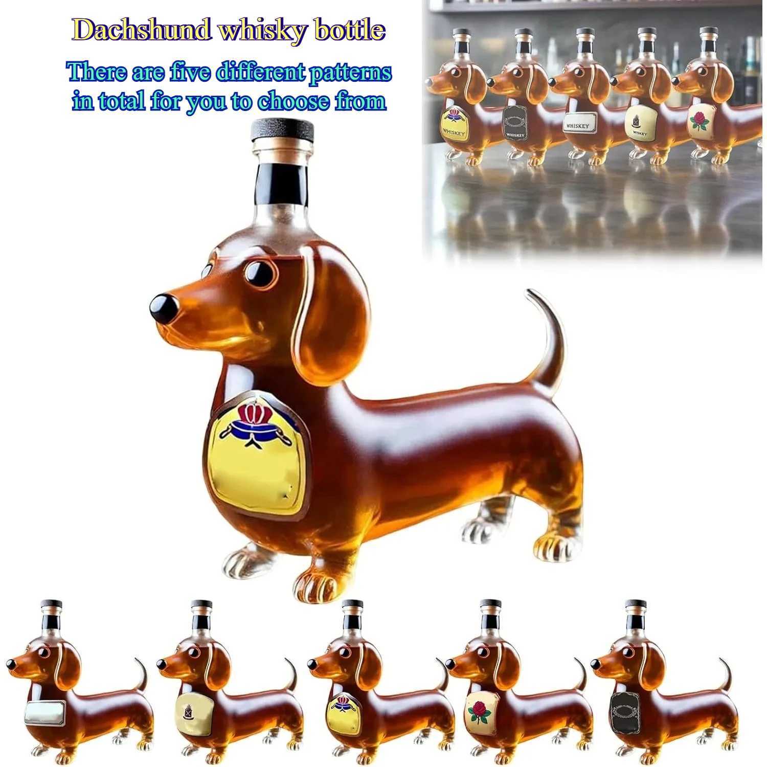 Dachshund 3D Whiskey Decanter sculpted glass wiener dog bar office decor Z250919