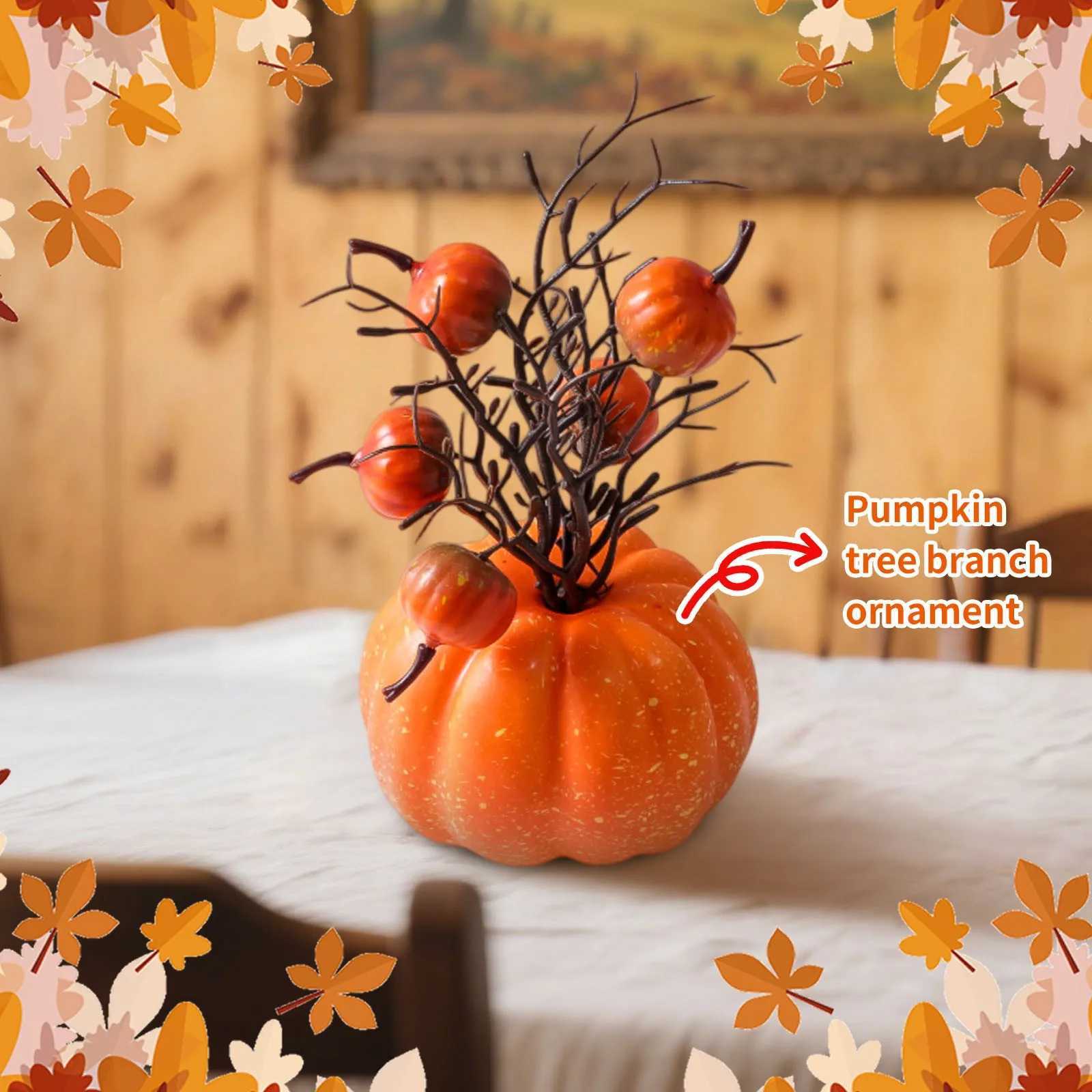 Halloween Decorations Pumpkin Ornaments Artificial Pumpkin Maple Leavesautumn Party Harvest Festival Autumn Home Dcor Props C250919