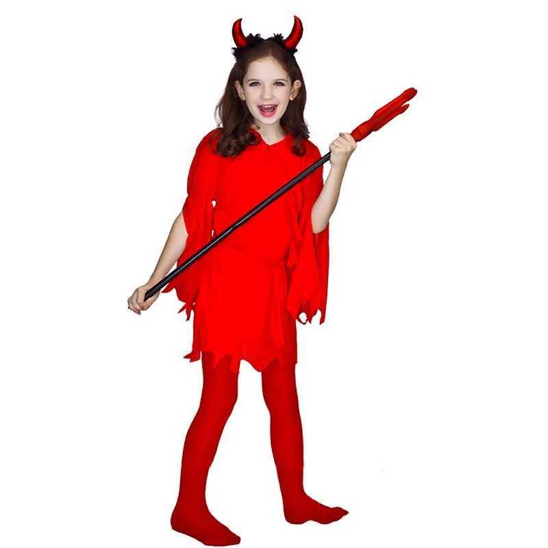 Baby Girls Red Little Demon Cosplay Kids Children Hell Devil Death Costumes Carnival Purim Stage Role Play Show Party Dress L250918