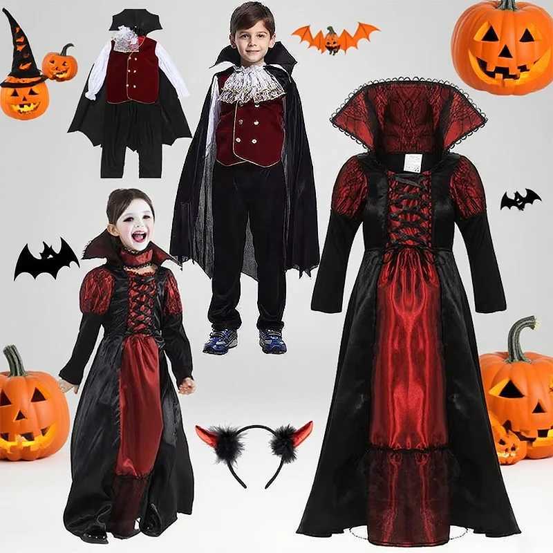 Boys and Girls Cosplay Costumes Ghost Bride Gothic Dress Halloween Party Red Vampires Clothes Masquerade Dresses Holiday Gifts L250918