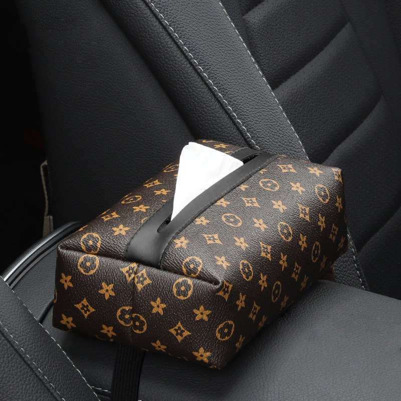 Designer Retro Furniture Tissue Box PU Napkin Holder Desktop Bedroom Coffee Table Paper Drawer Leather Car Universal Organizer Classic Letter ddmythur