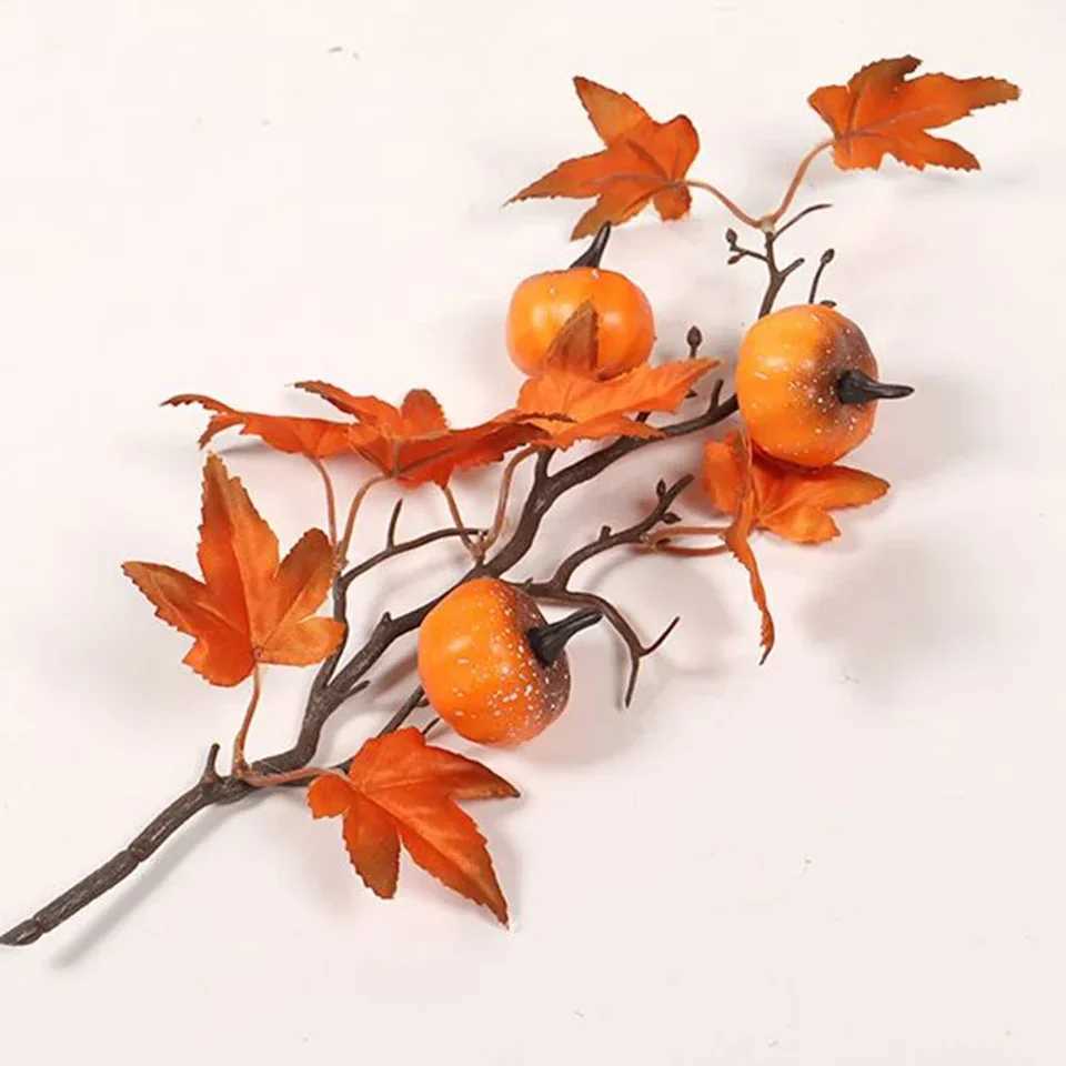 Artificial Maple Leaves Branch Fake Fall Leaves Stems Plants Outdoor Home Decor Outdoor Artificial Flower New Year 2025 Decor C250919