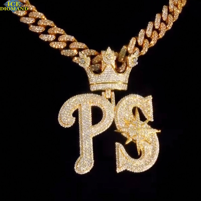 Iced Out Customized Trend Mossanite Pendant Initial Letter 925 Sterling Sliver Pass Tester Moissanite Pendant High Quality Men Jewelry