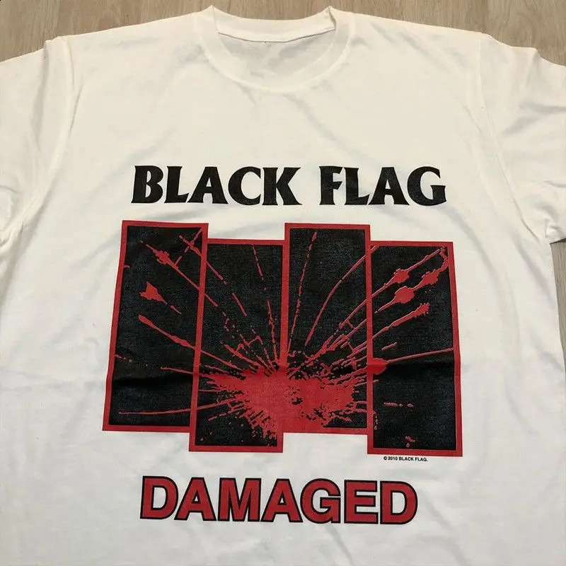 Black Flag Black Flag Punk Rock Band Damaged Heavy Metal Chic Hip Hop Short Sleeve Heavy Cotton Mens Summer Casual TShirt 250919