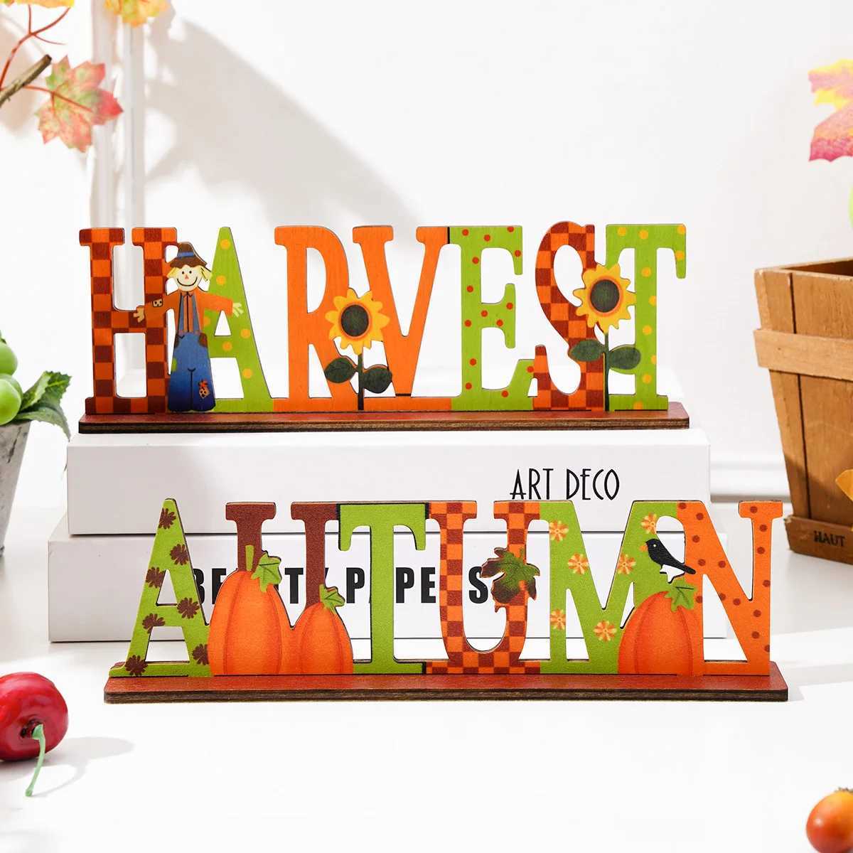 1PC wooden letter autumn Harvest Festival decorative item Thanksgiving Day decorative stand C250919