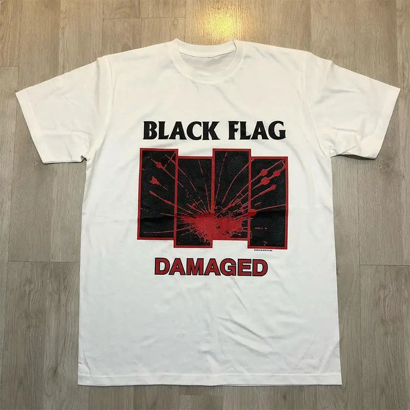 Black Flag Black Flag Punk Rock Band Damaged Heavy Metal Chic Hip Hop Short Sleeve Heavy Cotton Mens Summer Casual TShirt 250919