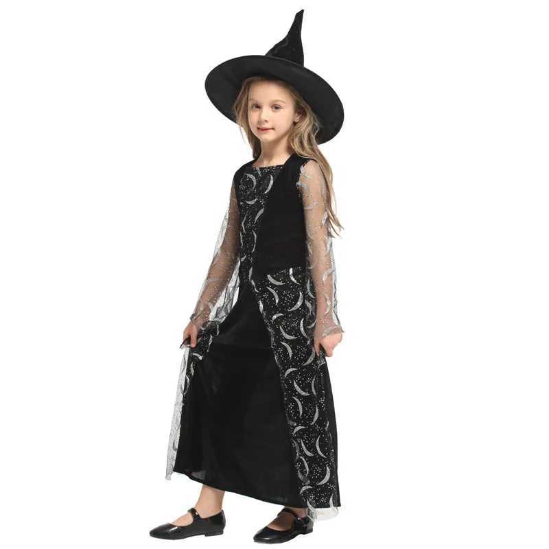 MXL Black Girls Halloween Sorceress Costumes Kids Children Witch Cosplays Purim Carnival Stage Play Masquerade Rave Party Dress L250918