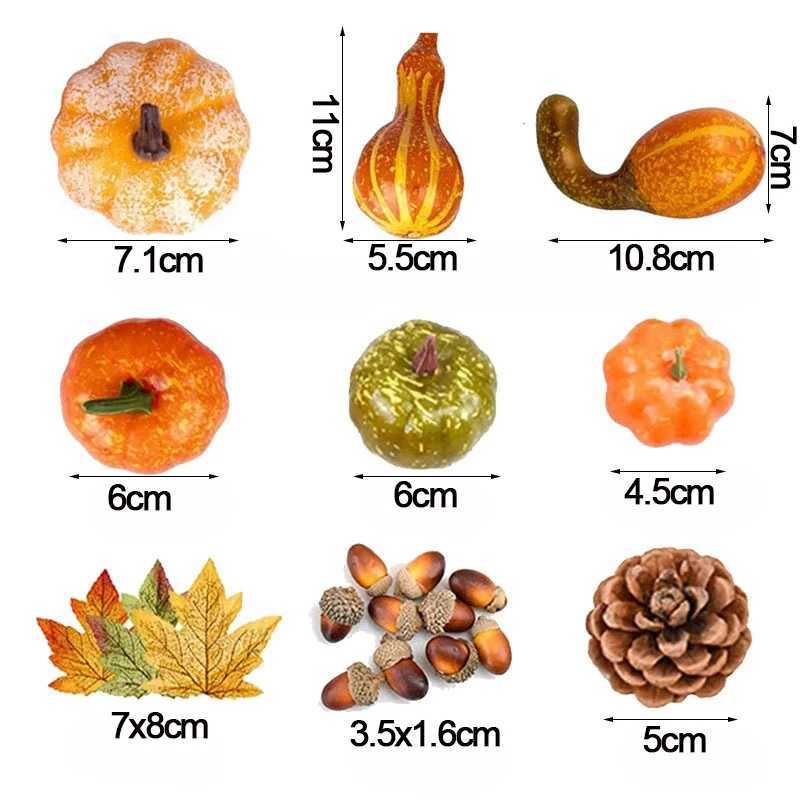 50pcs Thanksgiving Decor Artificial Pumpkins Maple Leaf Pine Cone Ornament DIY Crafts Autumn Wedding Home Decor Halloween Party C250919