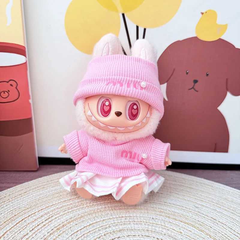 For 17cm Labubu Doll Outfit Wrinkled Skirt Flower Hairpin Set Fisherman Hat Labubu Clothes C250919