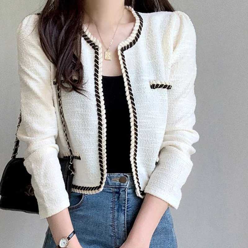 Chic Early Autumn Faion Lace Trim ort Coat Women Loose Versatile Ladylike Long Sve Top Commute Sle Button Closure Z250918