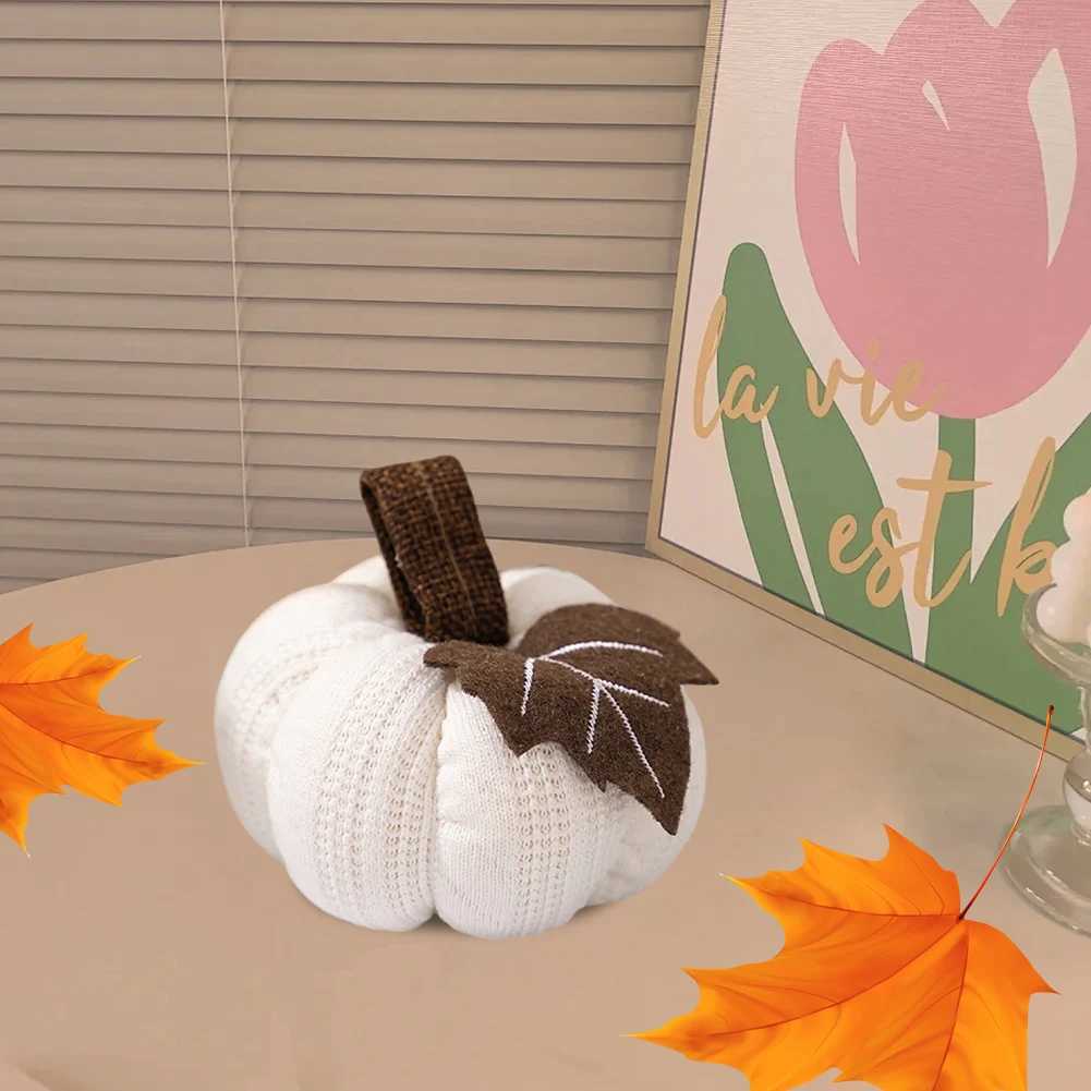13PCS Autumn New Knit Mini Pumpkin with Maple Leaf Decoration Halloween Thanksgiving Day Kitchen Centerpiece Ornament Gifts C250919