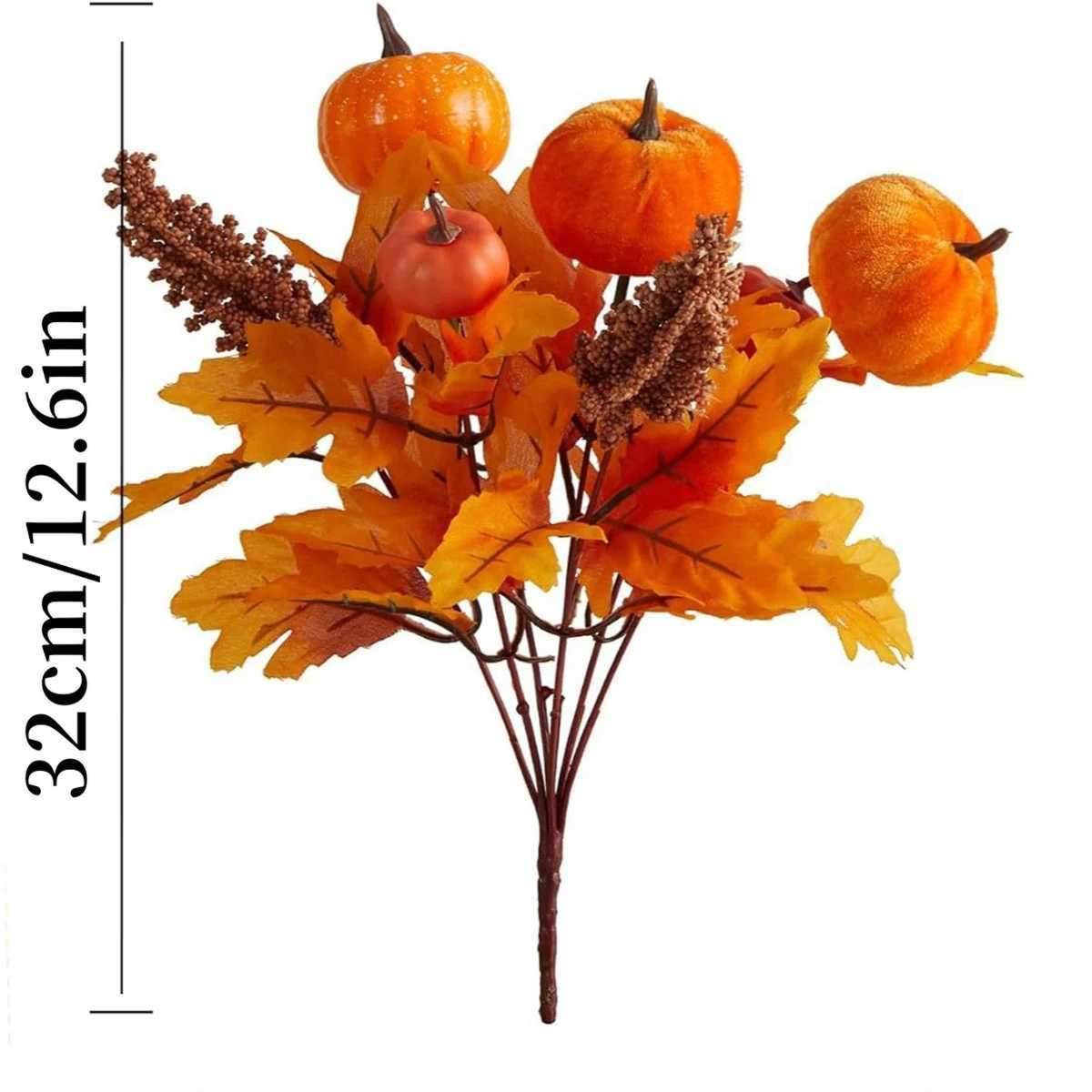 Witchy Halloween Floral Bouquet Pumpkin Maple Leaf Fake Flowers Arrangement for Gothic Home Desk Decor C250919
