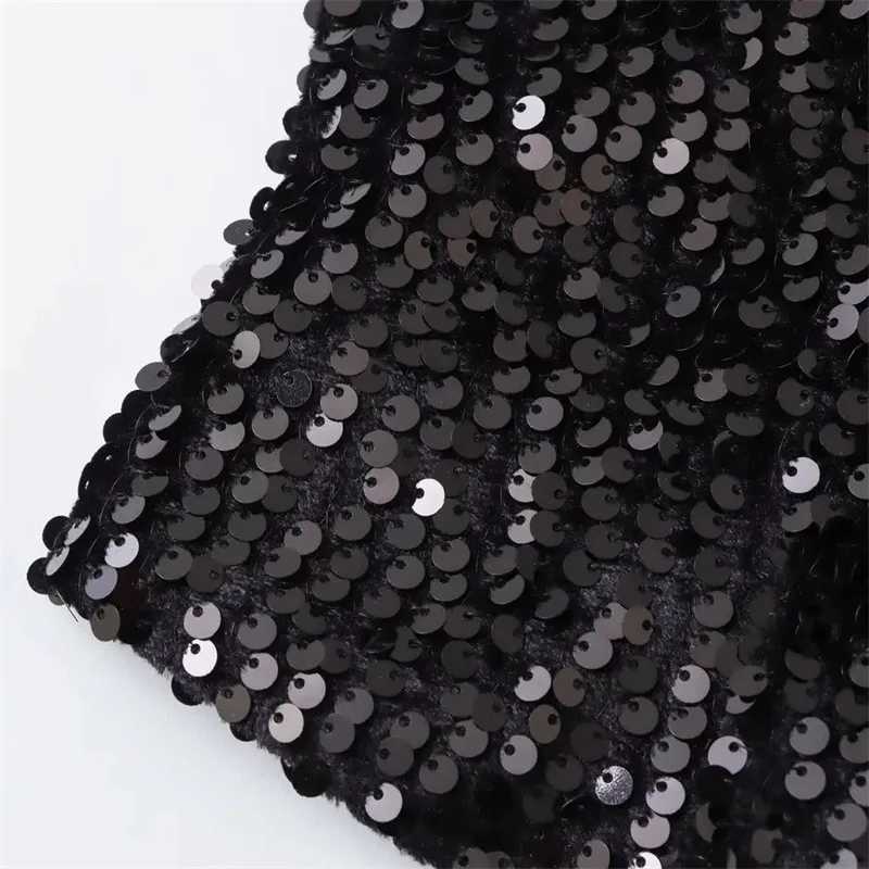 New Womens Fashion Versatile Sequin Short Vest Spring Autumn Xiaoxiangfeng Heavy Industry Waistcoat Black Sleeveless Jacket Z250918