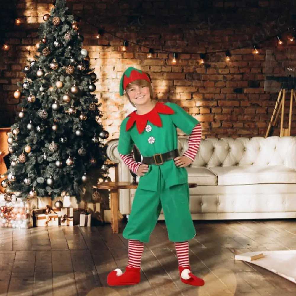 Christmas Santa Claus Costume Elf Cosplay Costume Christmas Party Dressing Up Outfits Green Elf Costumes Christmas Clothing L250918