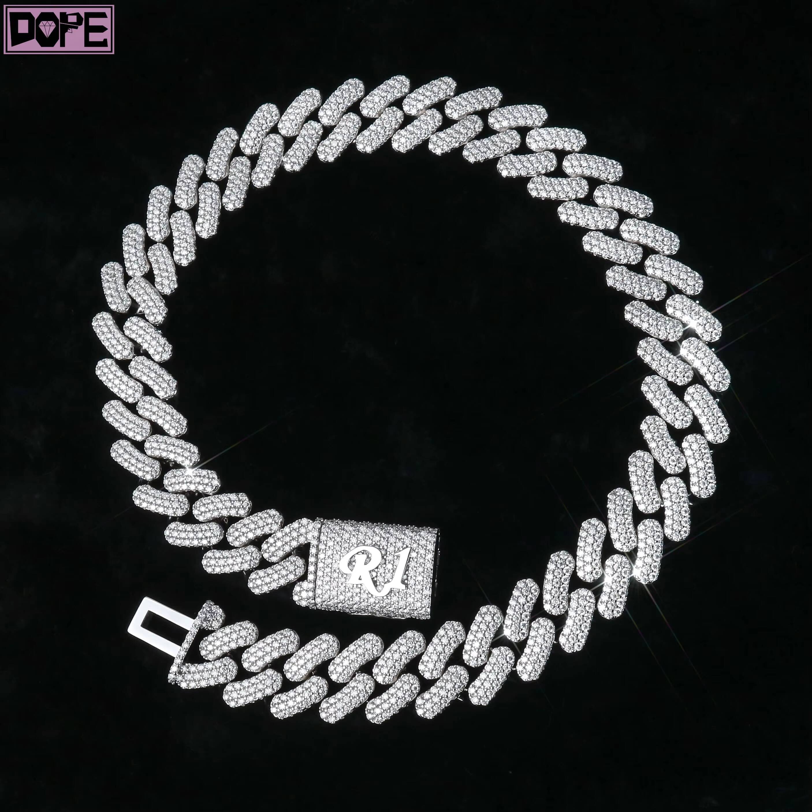 20mm Customized Trendized Moissanite Cuban Chian Hiphop Jewelry 925 Silver Iced Out VVS Cuban Link Chain