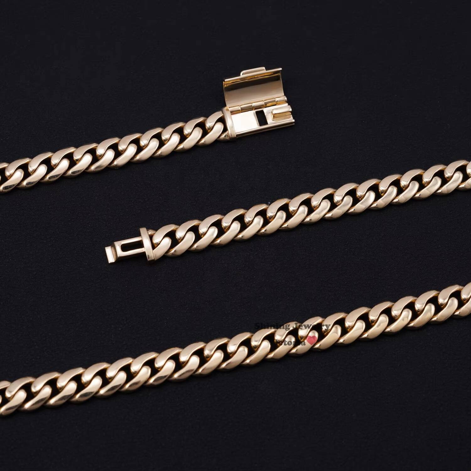 Plain Cuban Necklace Unisex Necklace Jewelry 8MM 22 684 Gram 10K Solid Real Gold Cuban Link Chain