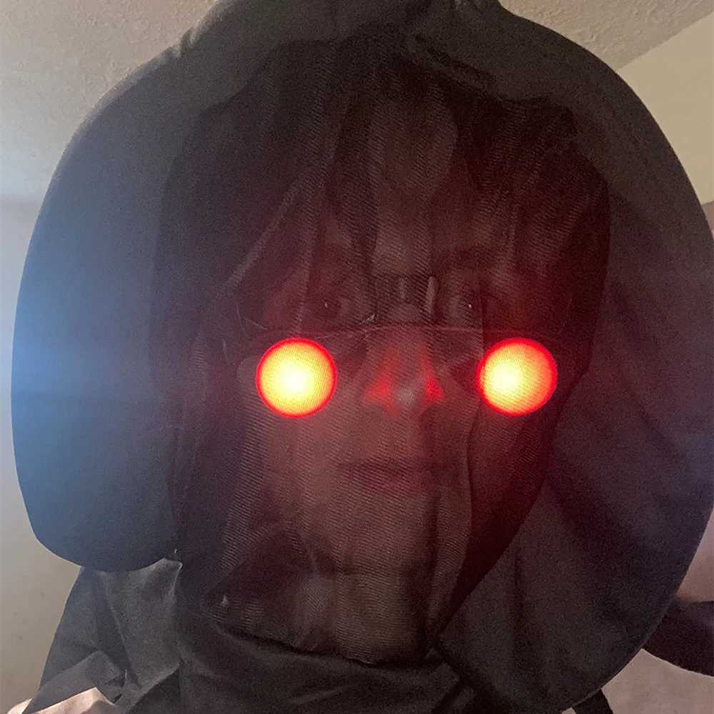 Grim Reaper Halloween Spooky Costume Children Cosplay Robe with Glow Red Eyes Death Scythe Party Scary Clothes L250918