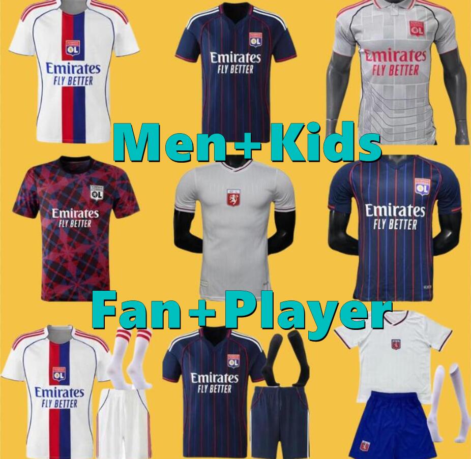 25 26 Maillot Lyon soccer jerseys 2025 75-Year Olympique Lyonnais football jerseys 3rd Fourth Shirts CHERKI Mikautadze Men Kids Kits football jersey 16-4xl