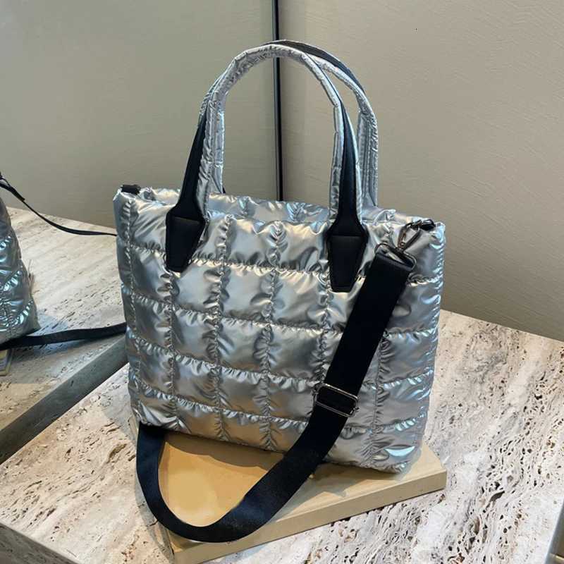 New Women Puffy Tote Bag PU Patent Leather Quilted Big Size Student Laptop Crossbody Bag Ladies Reusable Shopping Shoulder Bag Z250915