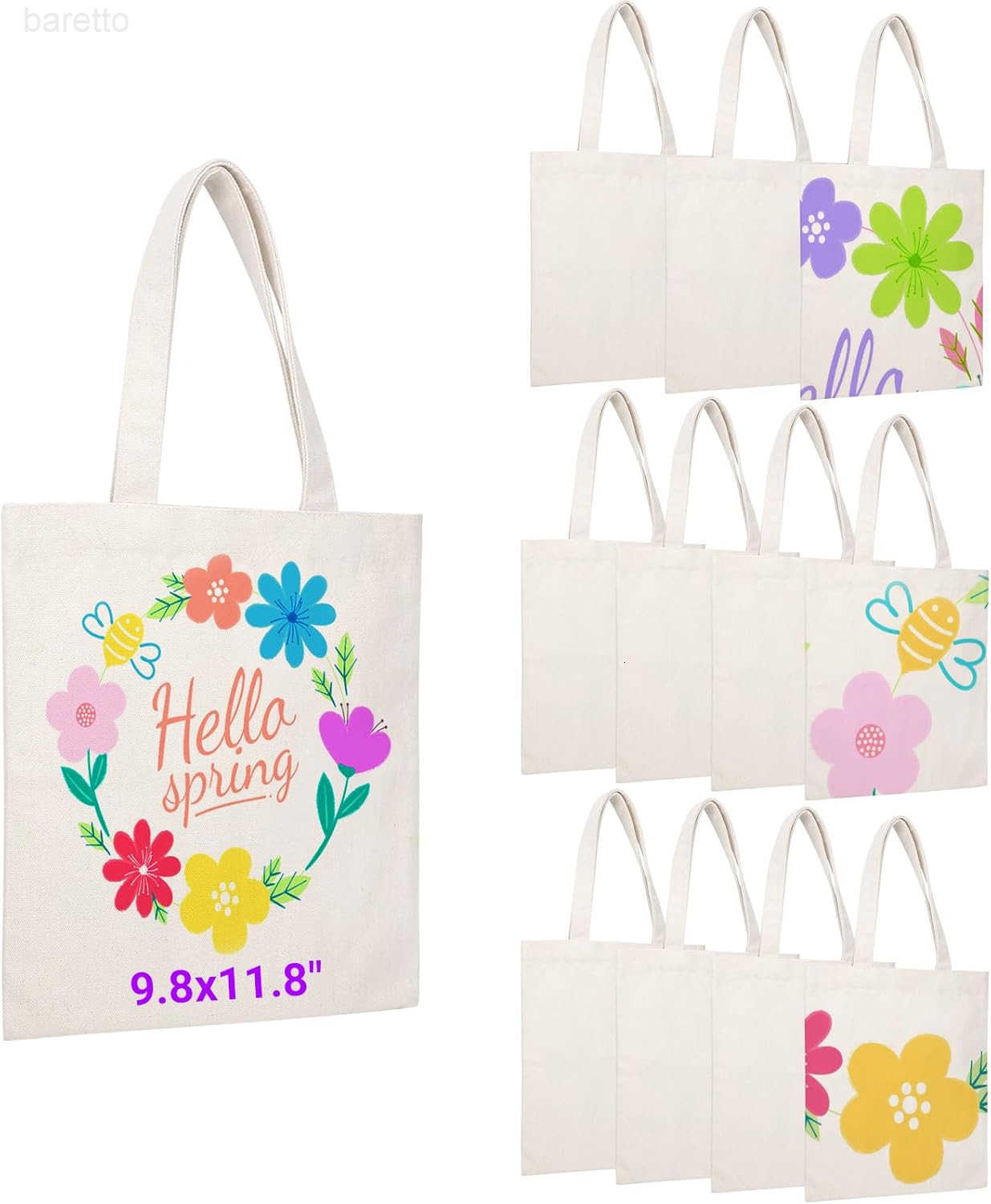 Segarty Blank Canvas Tote Bags 3 Pack 165 x 134 Inches 12Oz Natural Reusable Grocery Shopping Bags Bulk Plain Bag to Decorate Crafts DIY Large Black C