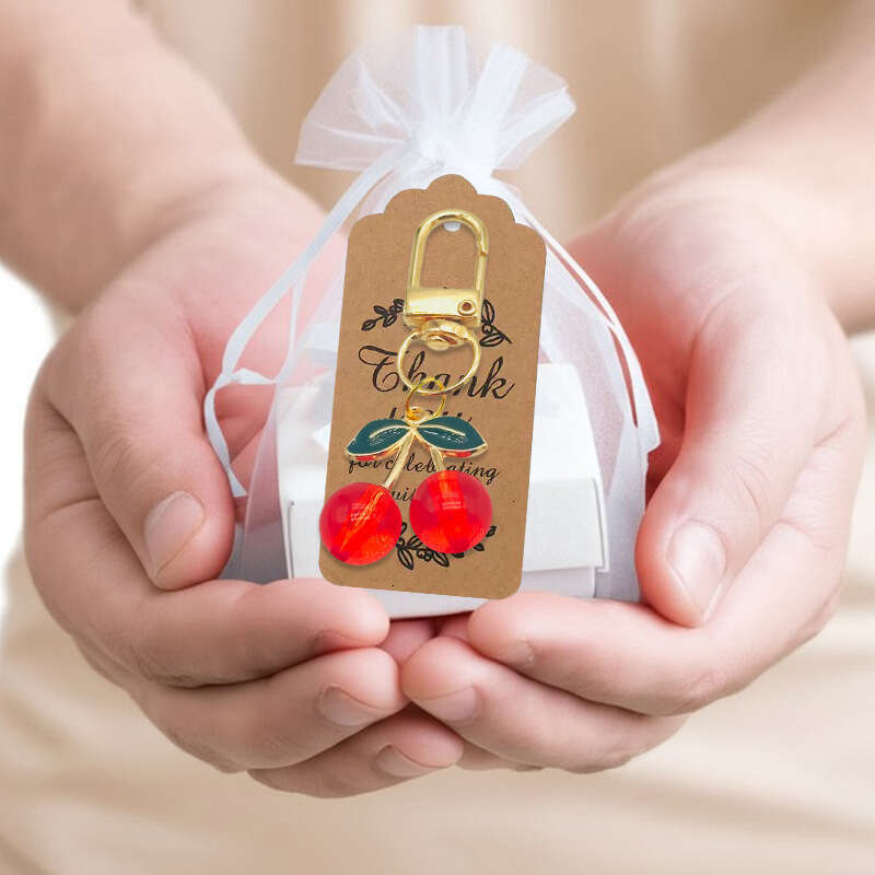 3D Alloy Cherry Red Oil Drop Accessories DIY Pendant Keychain Jewelry Hanging Material