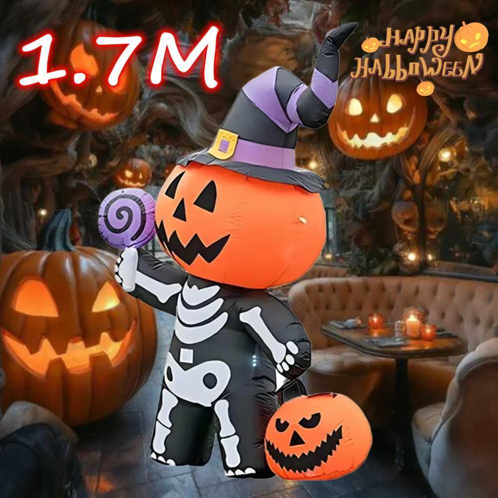 17M Halloween Inflatable Pumpkin Skeleton Little Ghost with LED Lights Outdoor Courtyard Decor Home Garden Festival Horror Prop C250919