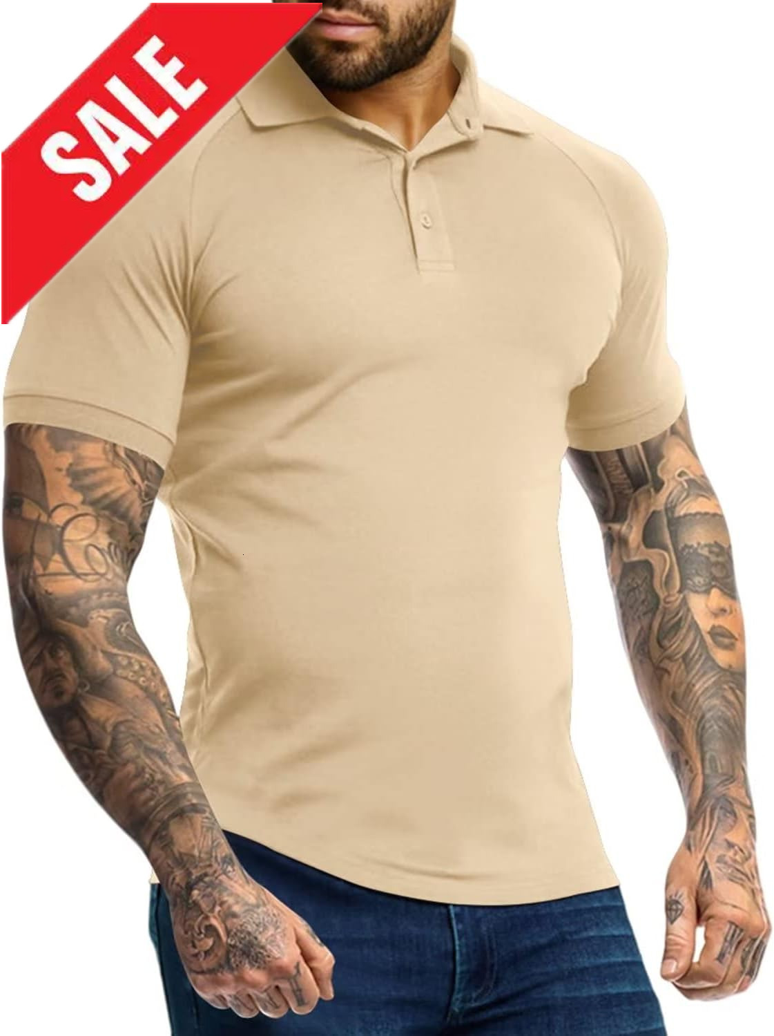 Mens Polo shirt Men's Polo Shirts Short Sleeve Golf Shirts Casual Polo Muscle Athletic Fit Stretch Workout Collared Shirt Polos shirts tshirt Cas