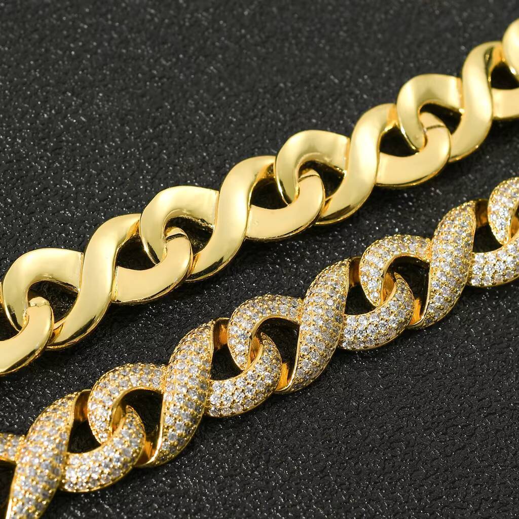 Wholesale Hip Hop Jewelry White Gold Plated Cuban Chain Iced Out Cz Diamond Cuban Link Cuban Necklace