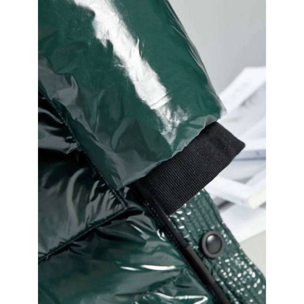 Winter Men Mid Long Fashion Patent Hoody Overcoat Casual Loose Fit Thick Warm Grey Duck Down Coat Windproof Jacket