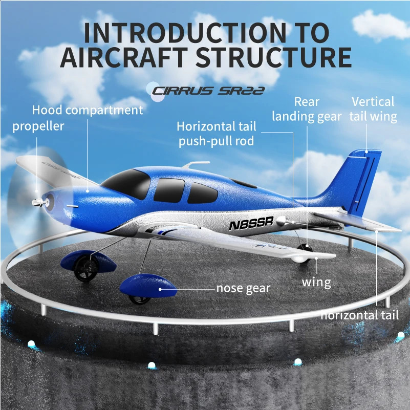 Qidi580 SR22 RC Plane 24G 6CH 520MM Fixed Wingspan RC Aircraft With Brushless Motor Fixed Wing Aircraft Model EPP Foam Toys 250918