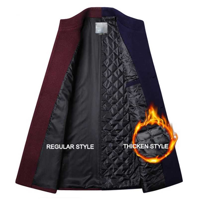 Winter Jacket Men Wool Coat Oversized Solid Stand Collar Thicken Business Casual Overcoat Mens Clothing Woolen Pea Coat A2F9002 X250919 - view 7